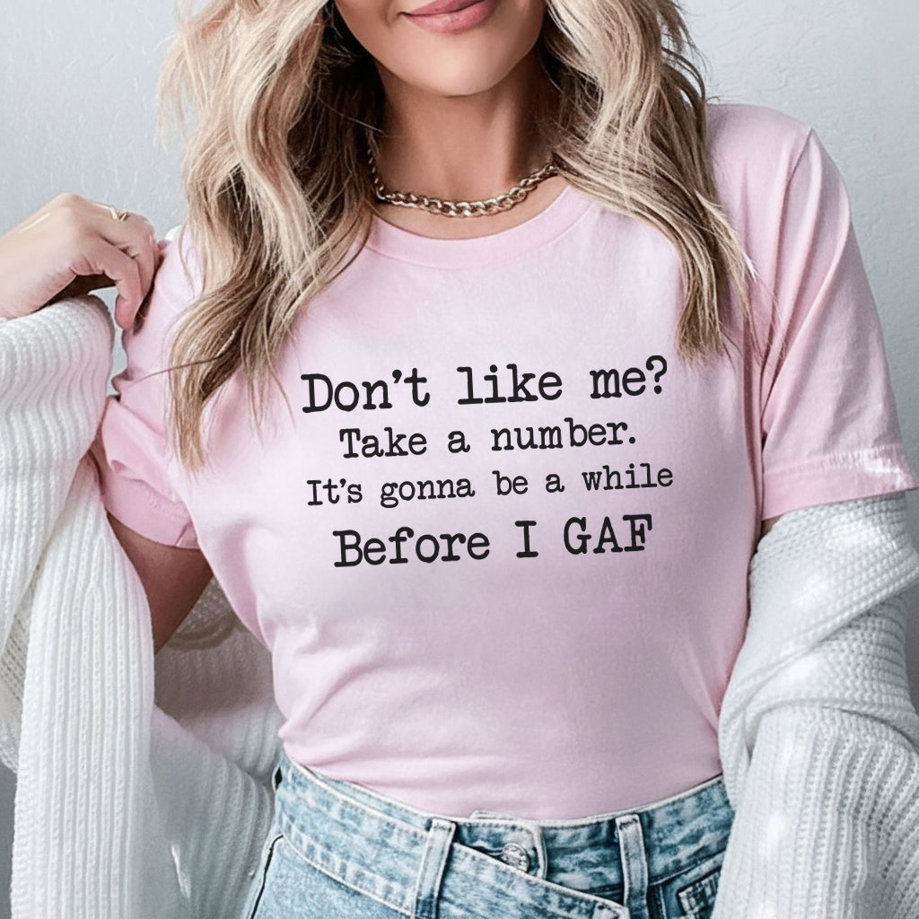 Don’t Like Me? Take a Number. It’s Gonna Be a While Before I GAF T-Shirt