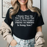 I Wonder What the Part of My Brain That Used to Store People’s Phone Numbers Is Doing Now? T-Shirt