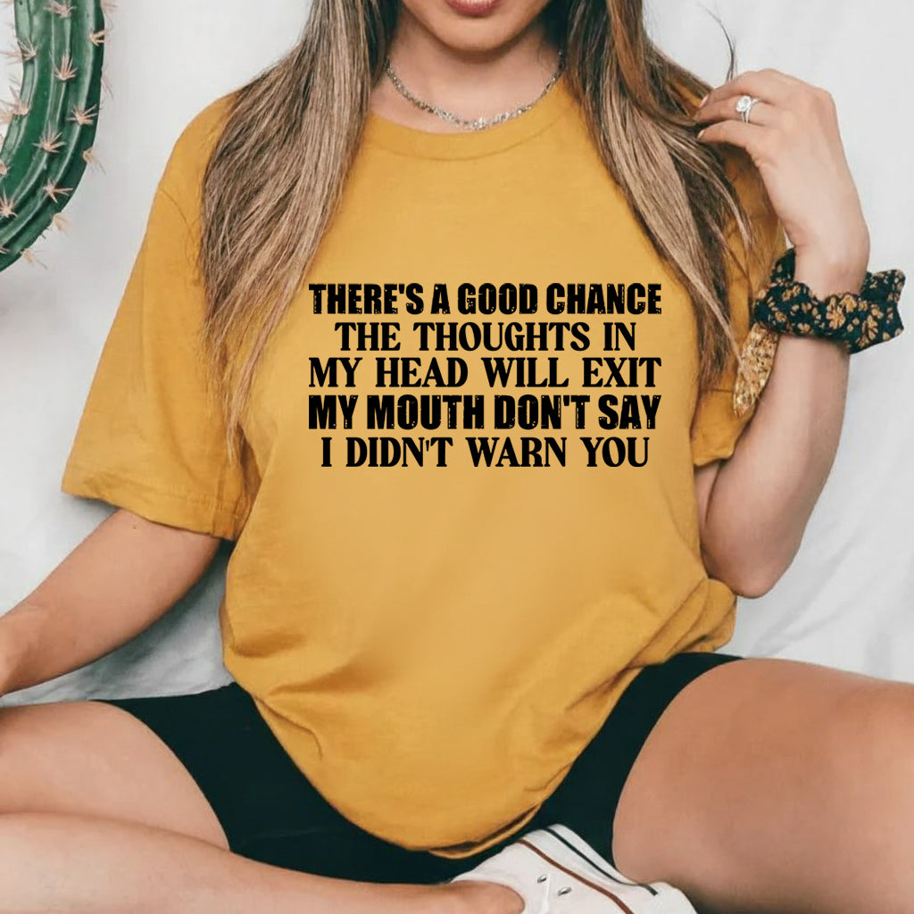 There’s a Good Chance the Thoughts in My Head Will Exit My Mouth Don’t Say I Didn’t Warn You T-Shirt