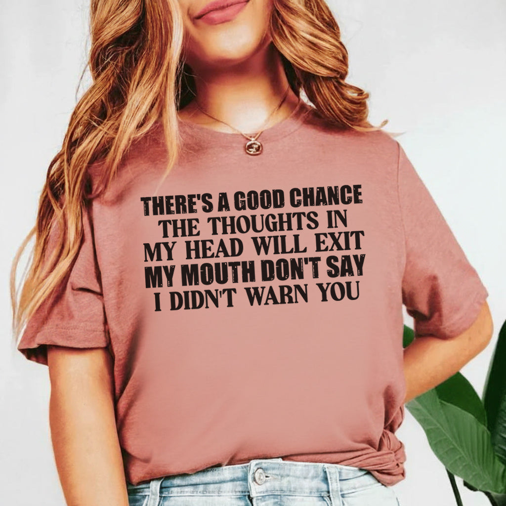 There’s a Good Chance the Thoughts in My Head Will Exit My Mouth Don’t Say I Didn’t Warn You T-Shirt