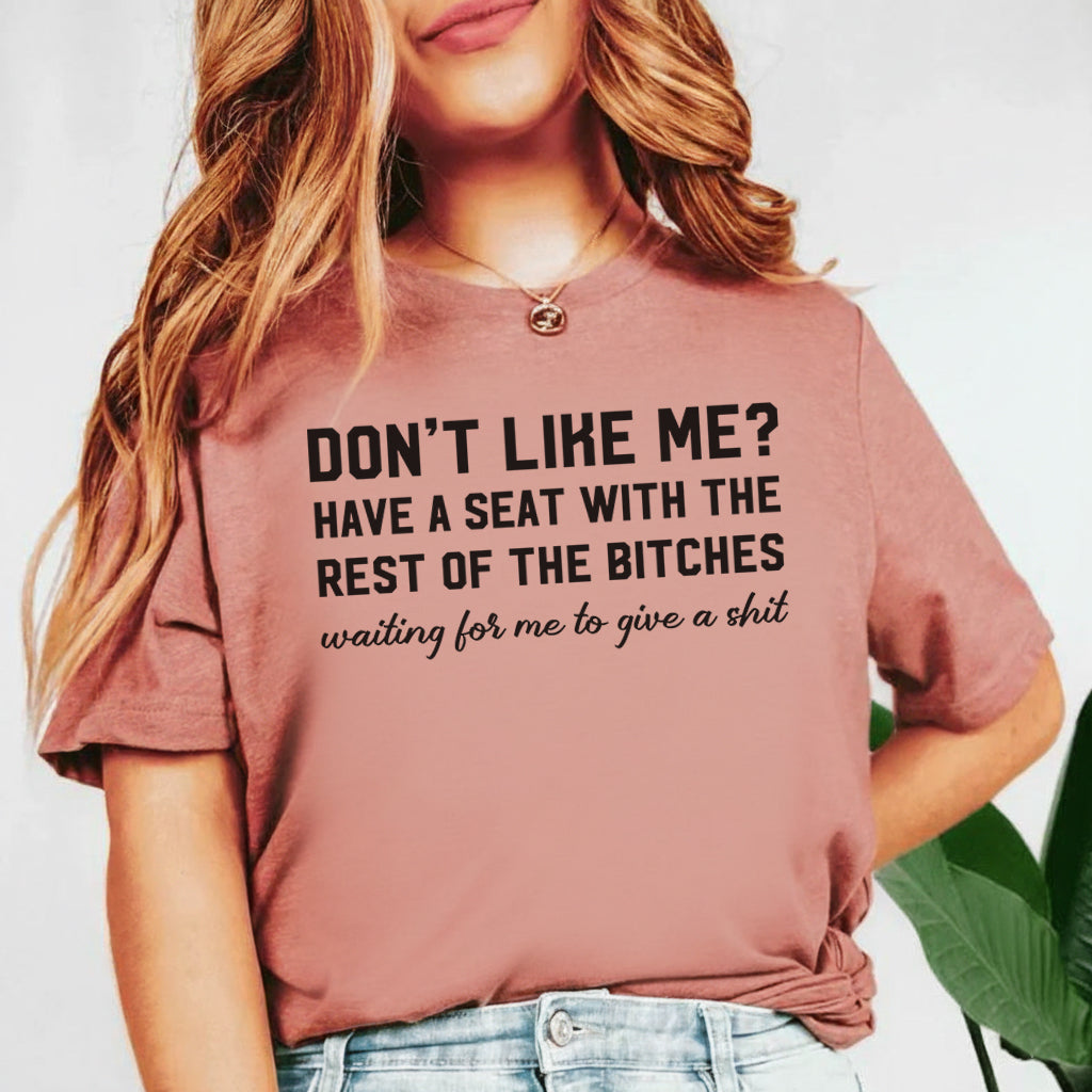 Don’t Like Me? Have a Seat with the Rest of the Bitches Waiting for Me to Give a Shit T-Shirt