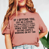 If I Offend You, Cry Me a River I’ll Bring Snacks & a Raft. I Will Literally Float Down Your Tears, Eating Chips & Working on My Tan T-Shirt